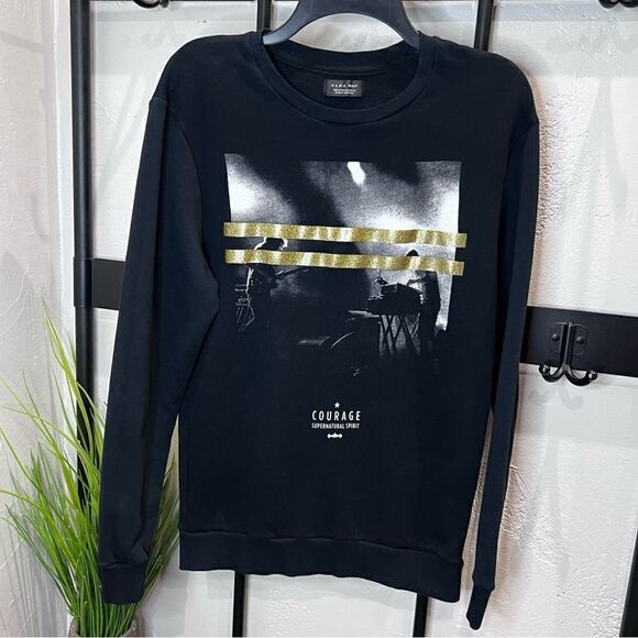 Zara Man crew neck sweatshirt black size medium - Picture 2 of 12